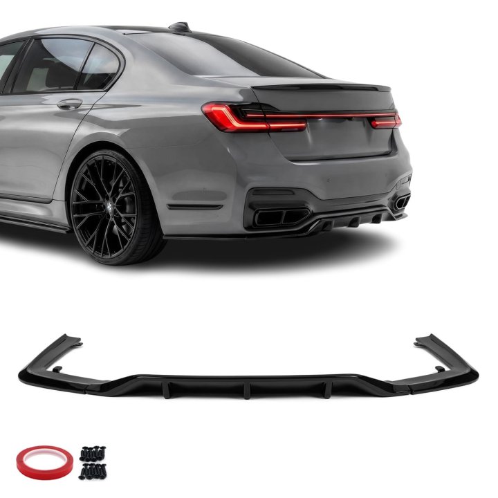 WR aizmugurējā bufera difuzors BMW G11 / G12 LCI (19-22) ar M-Pack, spīdīgi melns