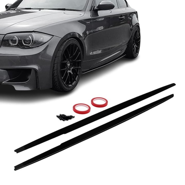 WR sānu sliekšņu uzliku komplekts BMW E81, E82, E87, E88, spīdīgi melns