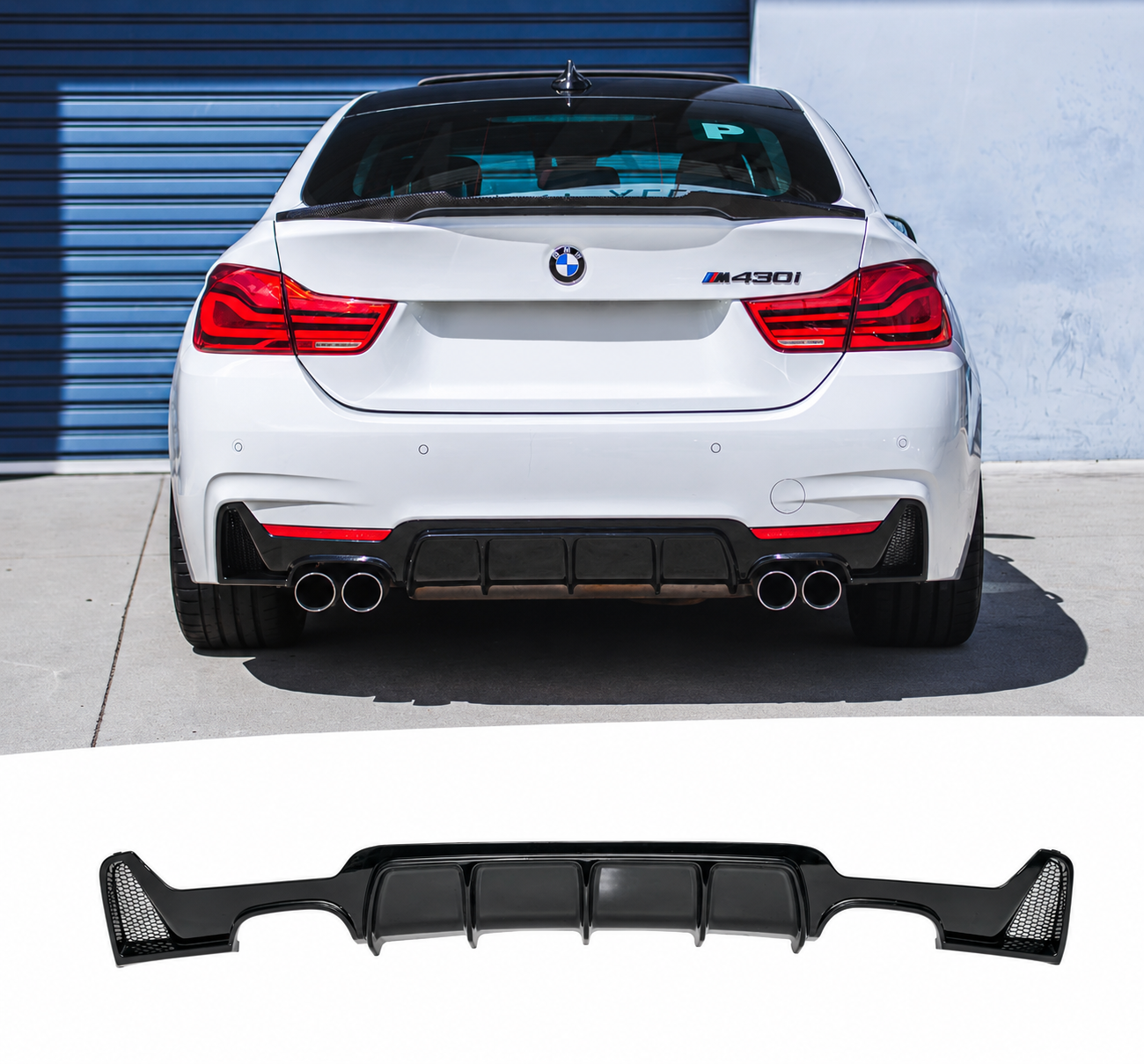 Performance rear bumper Diffuser for BMW F32 / F33 / F36 M-Pack 435/440, glossy black