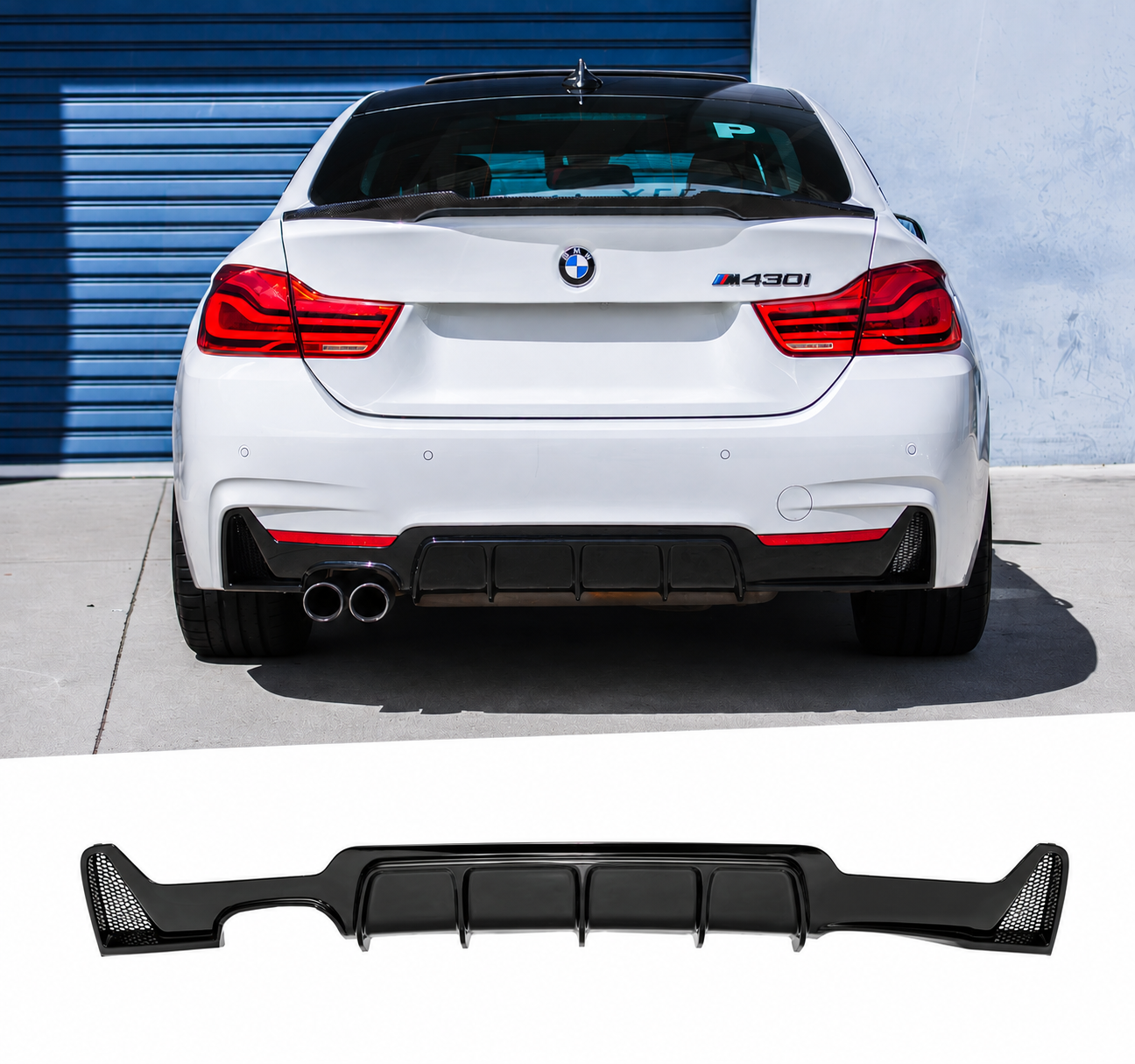 Performance rear bumper Diffuser for BMW F32 / F33 / F36 M-Pack, glossy black