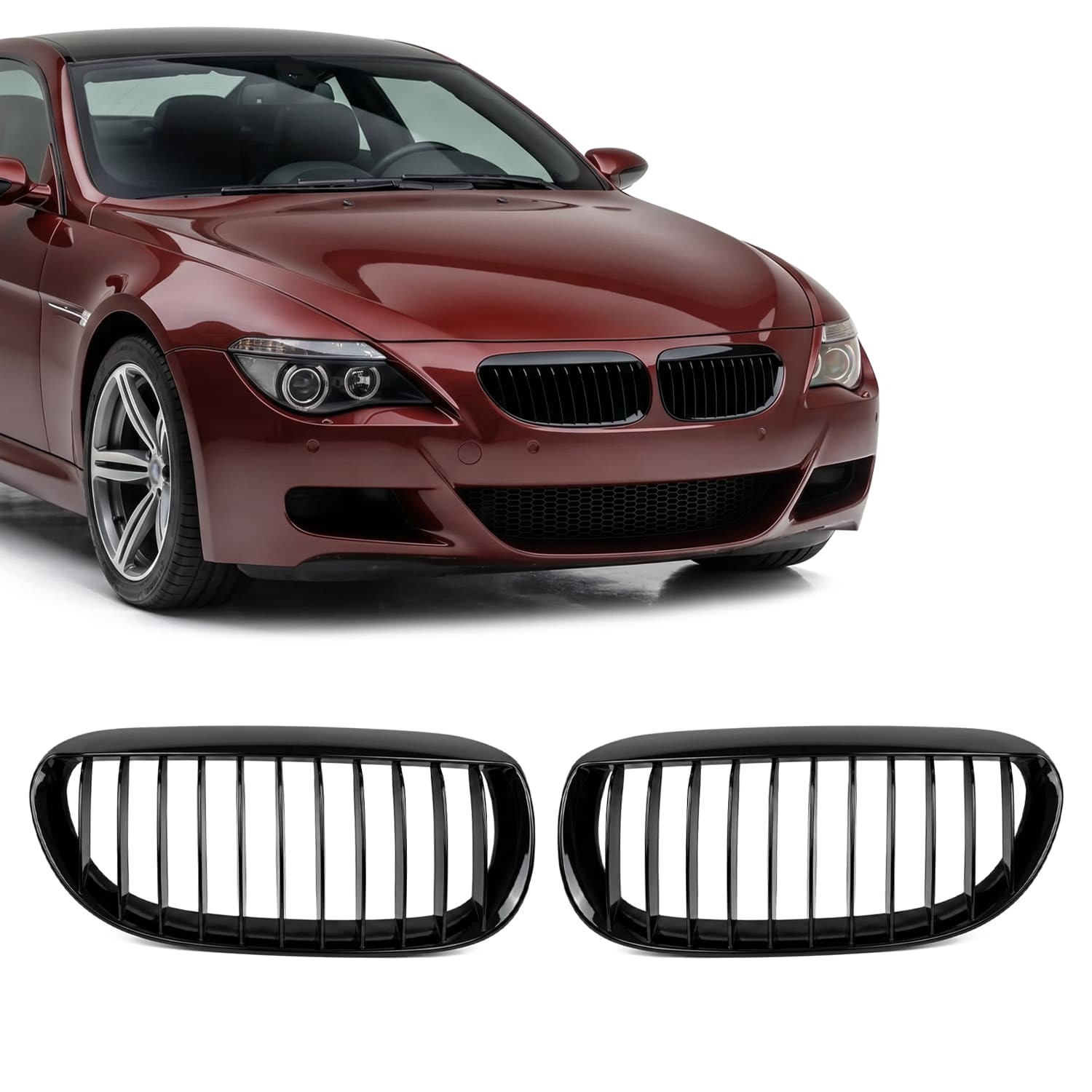 Front Kidney Grille set for BMW E63 / E64, glossy black