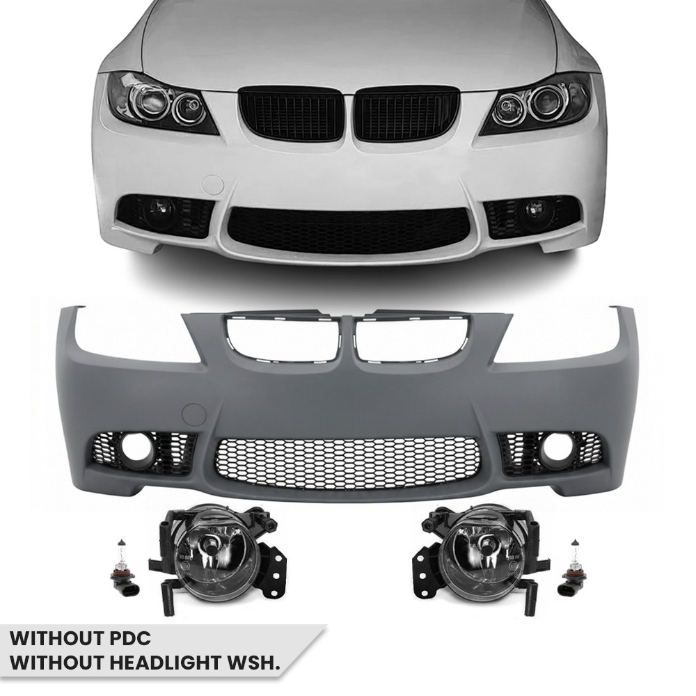 M3 style Front Bumper for BMW E90 / E91 (05-08), without PDC, without washer holes, with clear fog lights