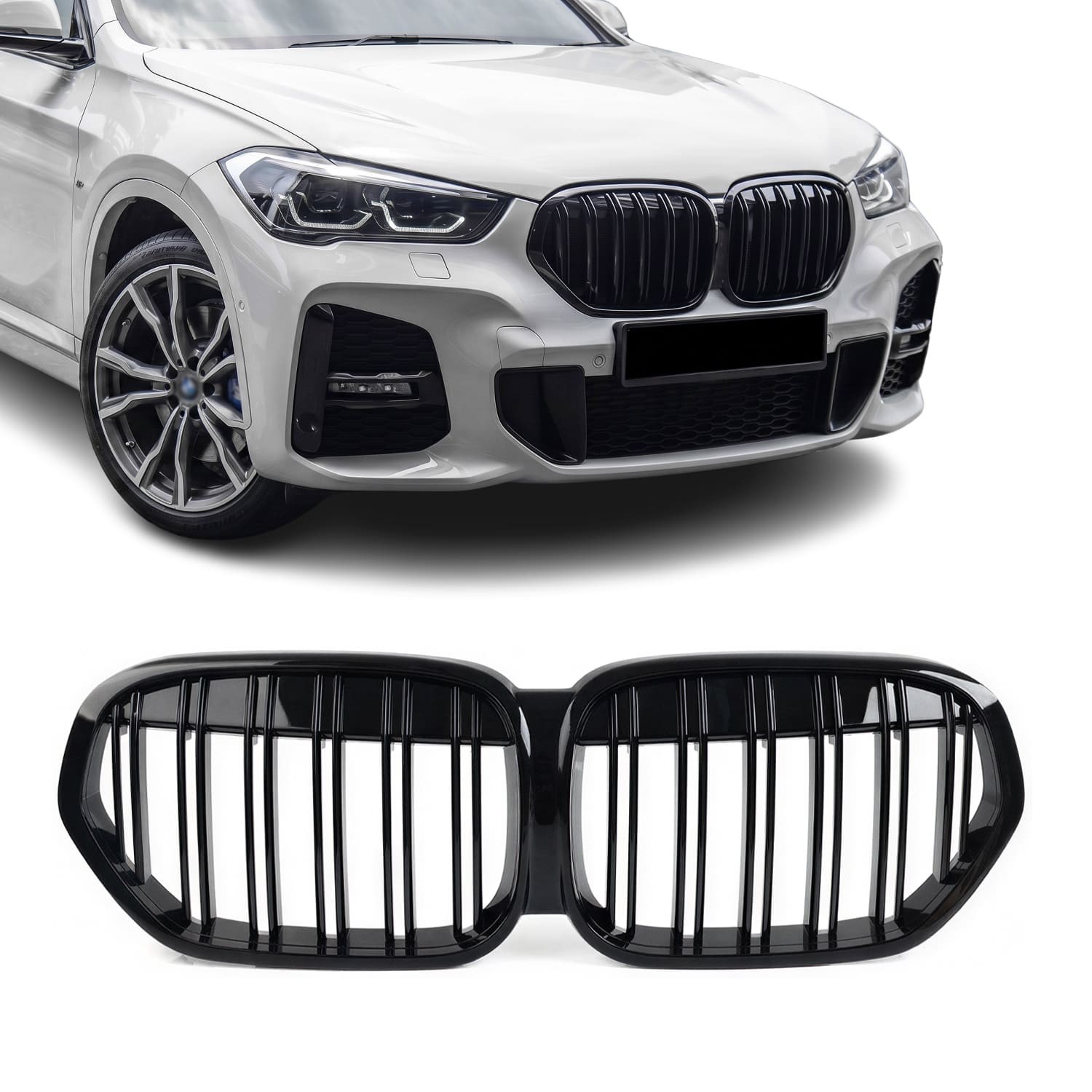 Performance Front kidney Grille for BMW X1 F48 LCI (19-22), glossy black