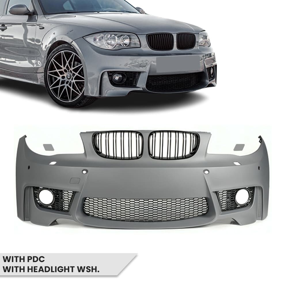 1M style Front Bumper for BMW E81 / E82 / E87 / E88, with PDC, with Washer holes