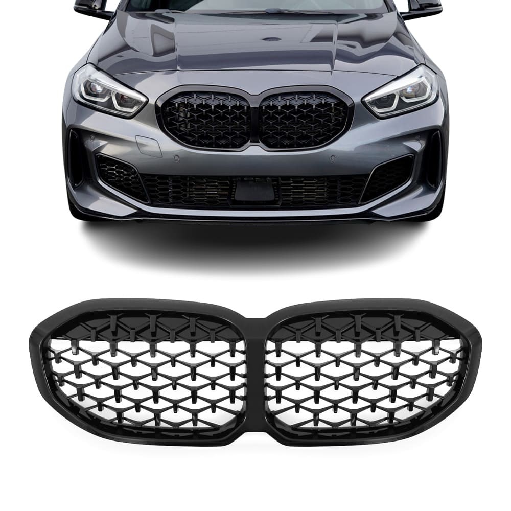 M140-style Front kidney Grille for BMW F40 (19-24), glossy black