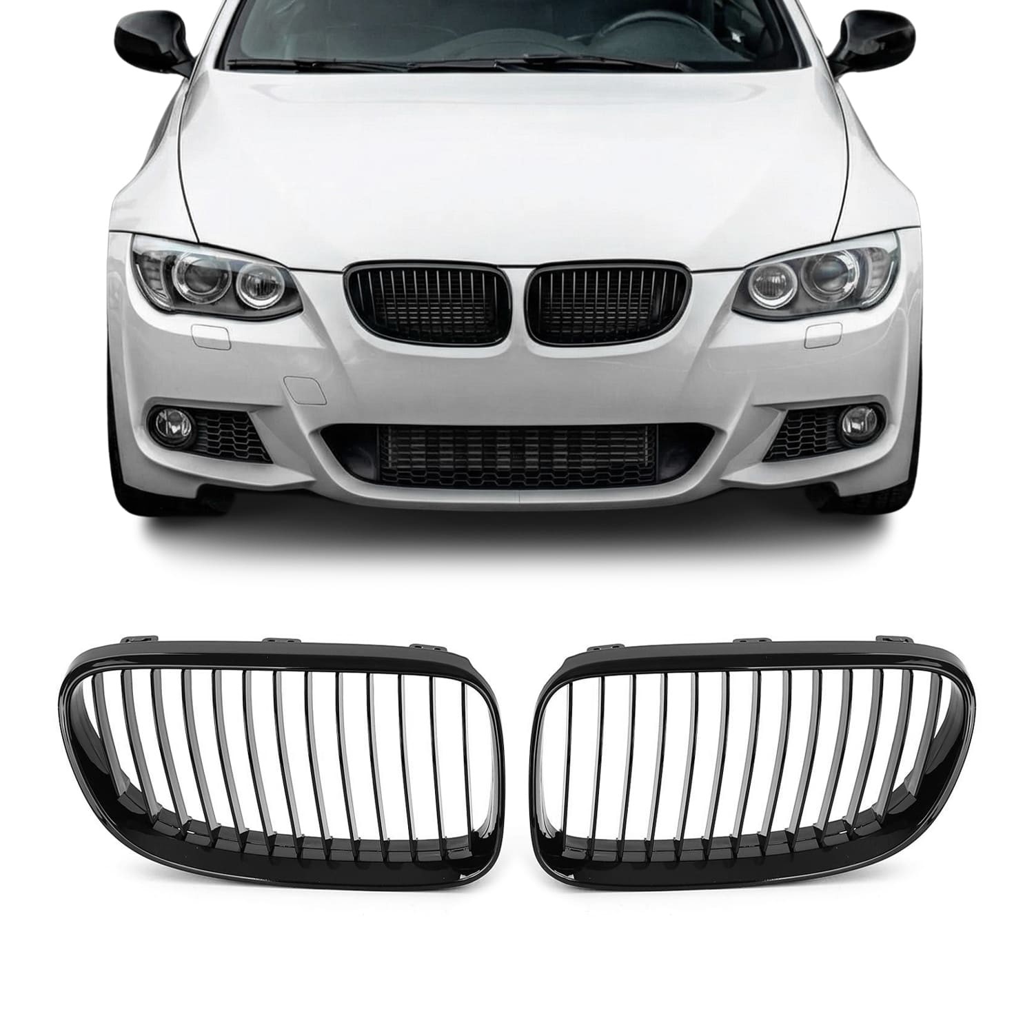 Front kidney Grille set for BMW E92 / E93 LCI (10-13), glossy black