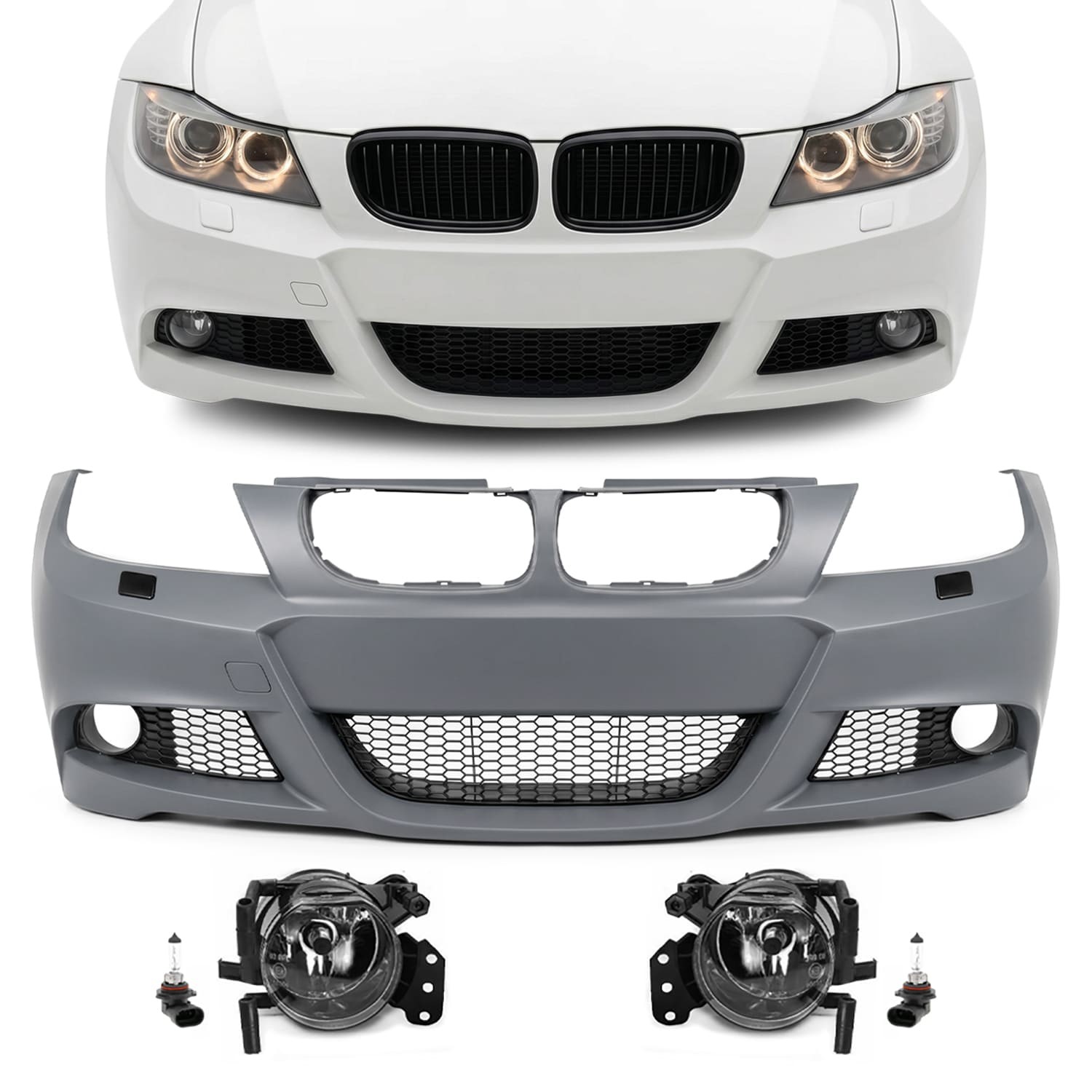 M-Pack Front Bumper for BMW E90 / E91 LCI (08-11), with clear fog lights