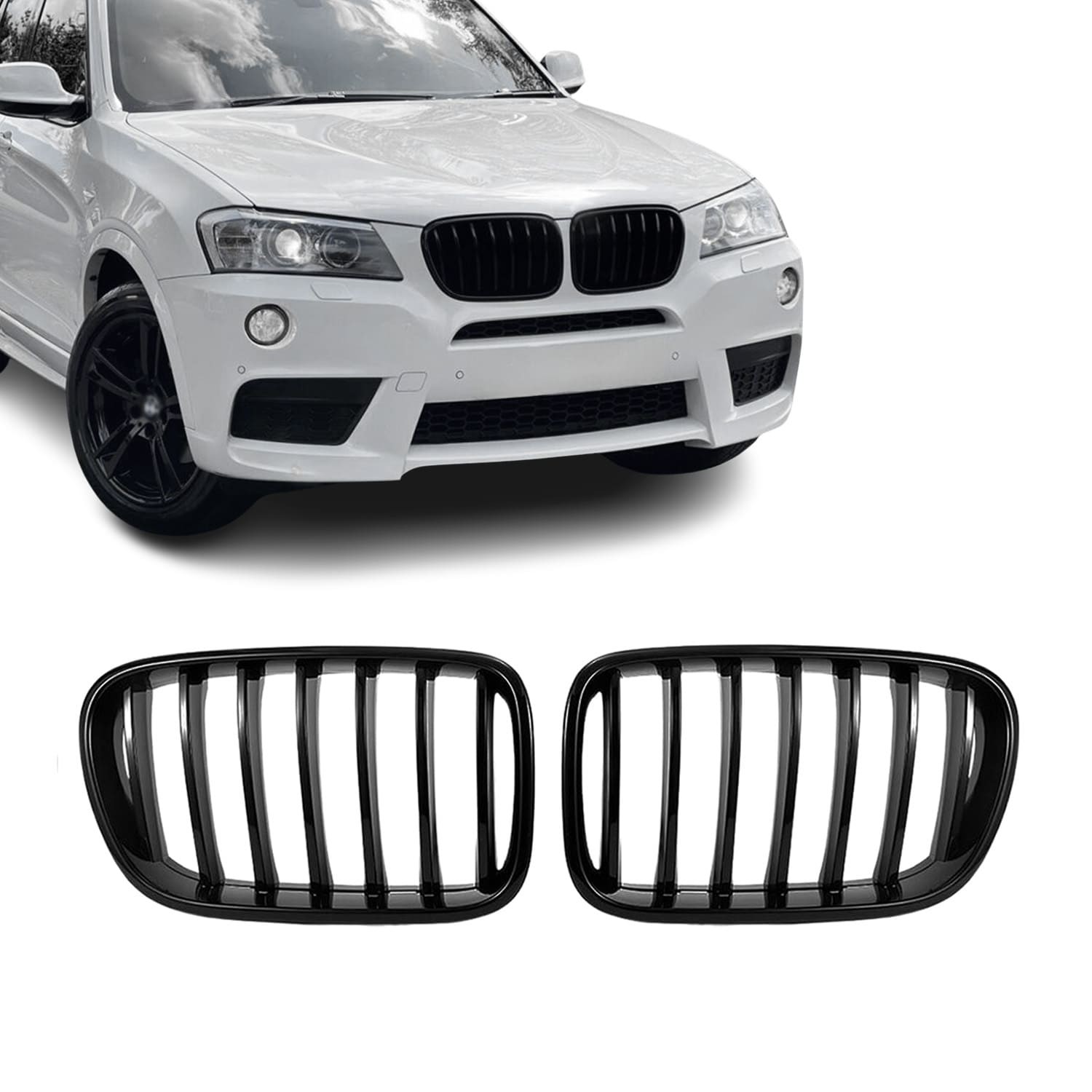 Front kidney Grille set for BMW X3 F25 PRE-LCI (11-14), glossy black